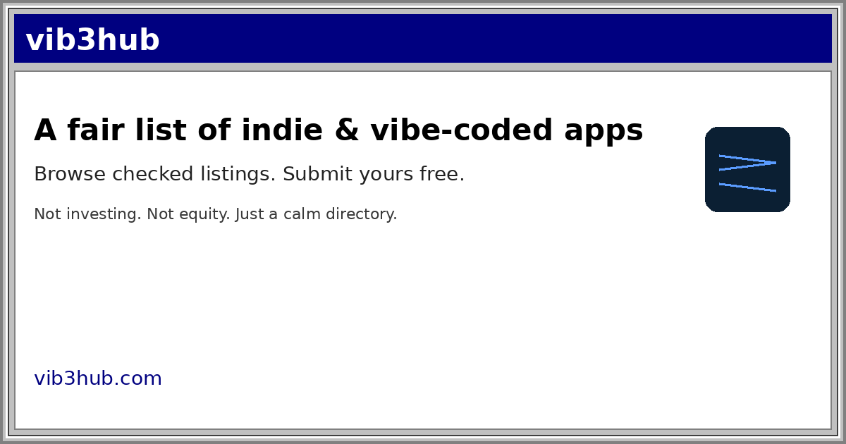 vib3hub — indie app directory for vibe-coded apps